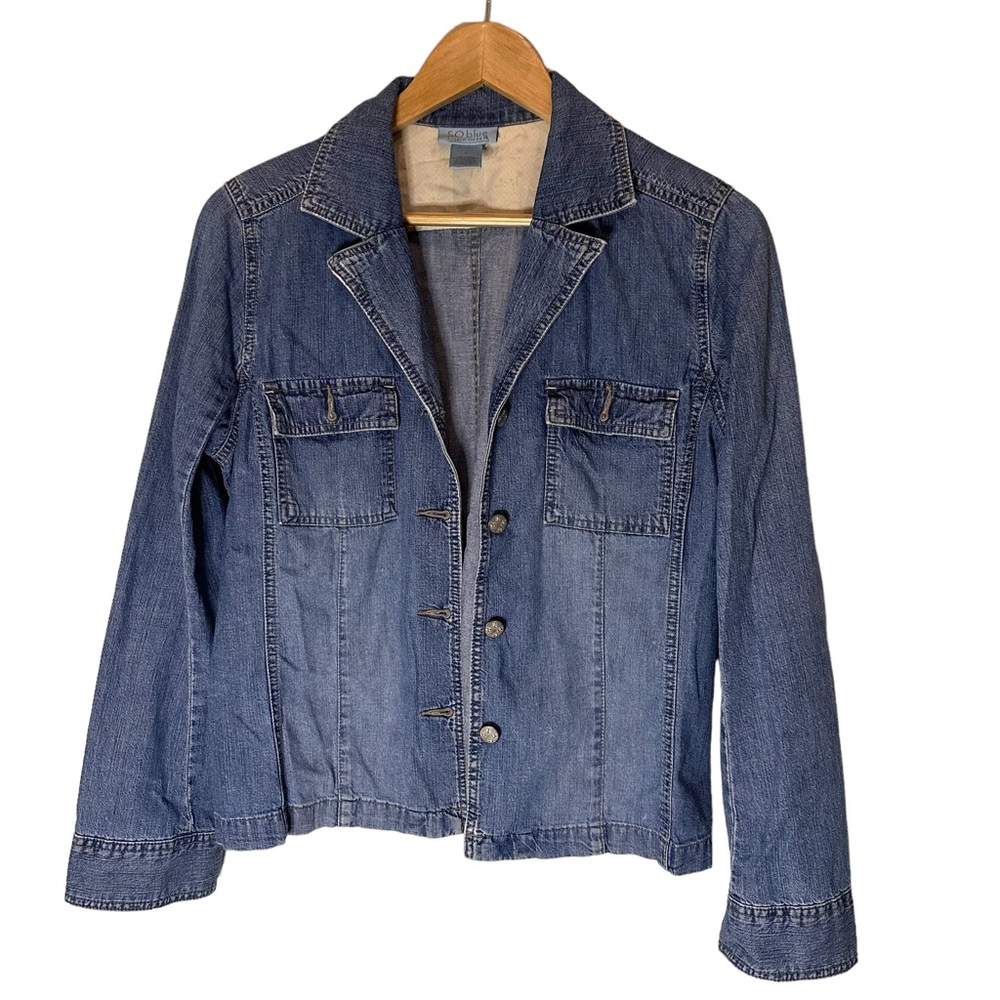 SO by Sigred Olsen Blue Denim Jacket size large